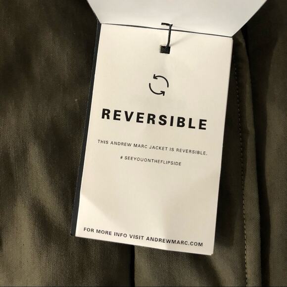 Andrew Marc Winonah long hooded reversible jacket green/black - Small - Picture 12 of 12